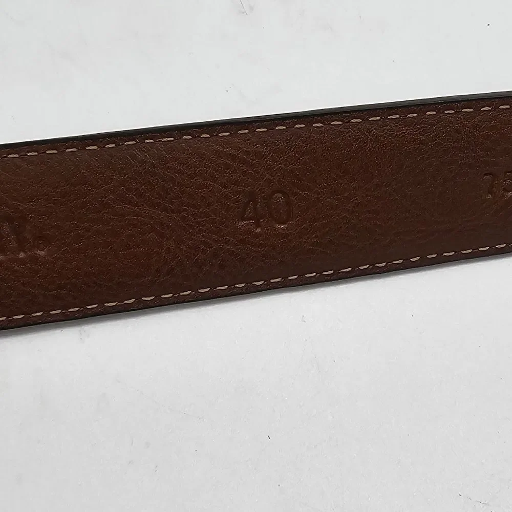 Johnston & Murphy Two Tone Black Brown Silver Tone Buckle Leather BELT Size 40